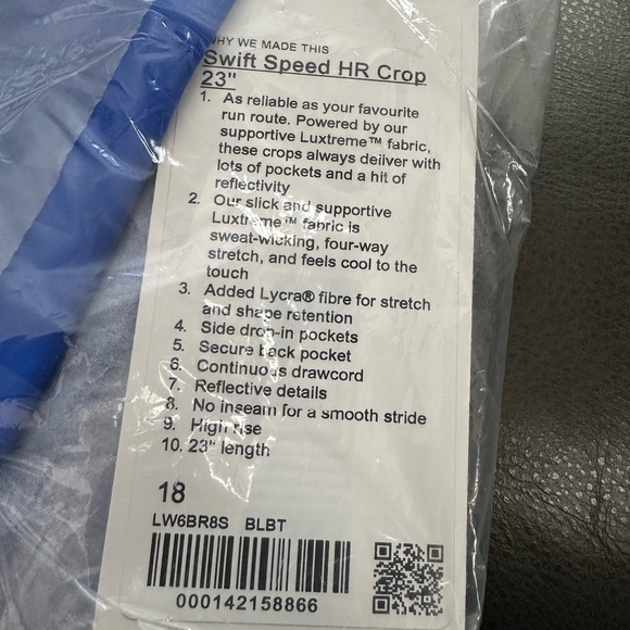 Lululemon Swift Speed High-Rise Crop 23"' Blazer Blue Tone Sz 18 - Picture 7 of 8